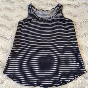 Loft cotton back / chiffon front striped tank top